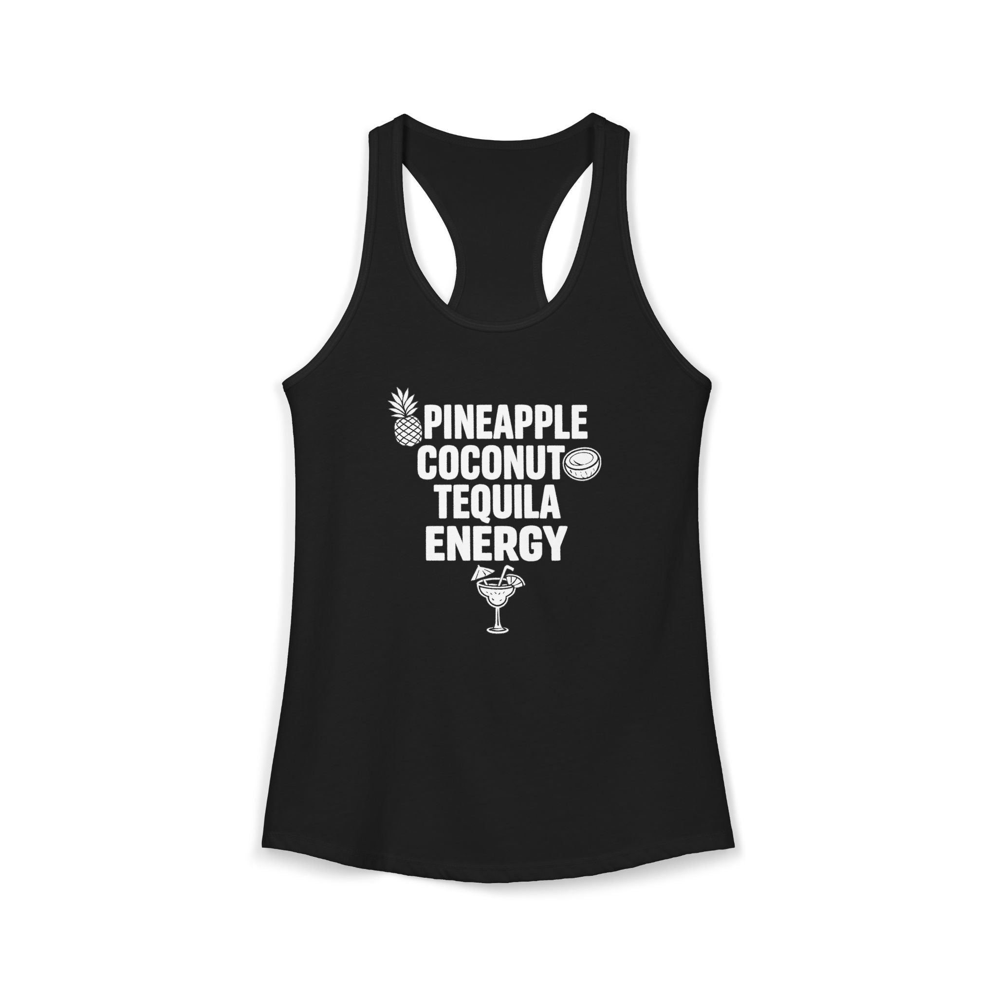 Pineapple Coconut Tequila Energy Racerback Tank — Women's Tropical Party Tank