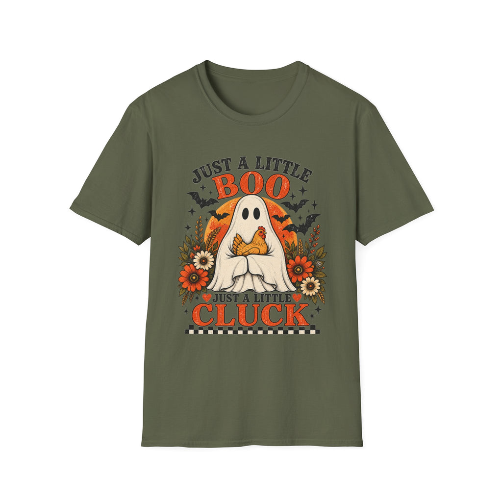 Just a Little Boo, Just a Little Cluck Halloween Chicken Tee