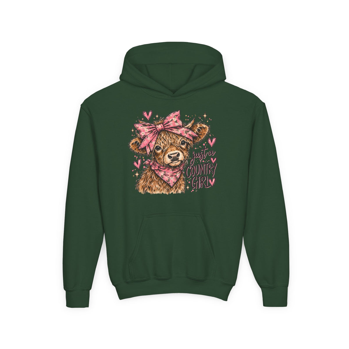 Just a Country Girly Highland Cow Youth Hoodie