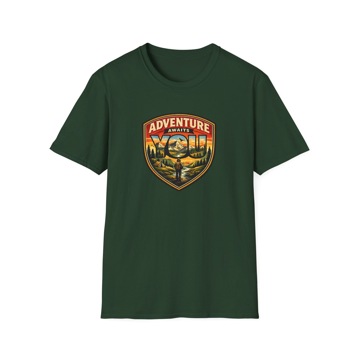 Adventure Awaits You Vintage Mountain Tee | Outdoor Graphic Shirt | Hiking Camping Nature Shirt