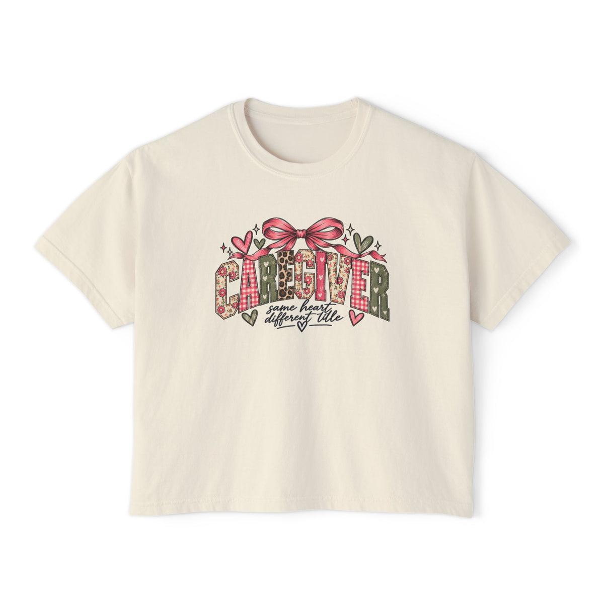 Caregiver — Same Heart, Different Title | Comfort Colors Boxy Tee