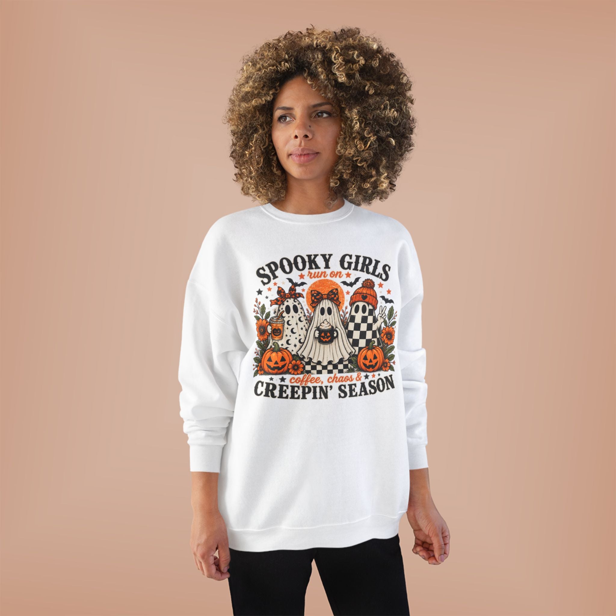 Spooky Girls Coffee & Chaos Halloween Sweatshirt