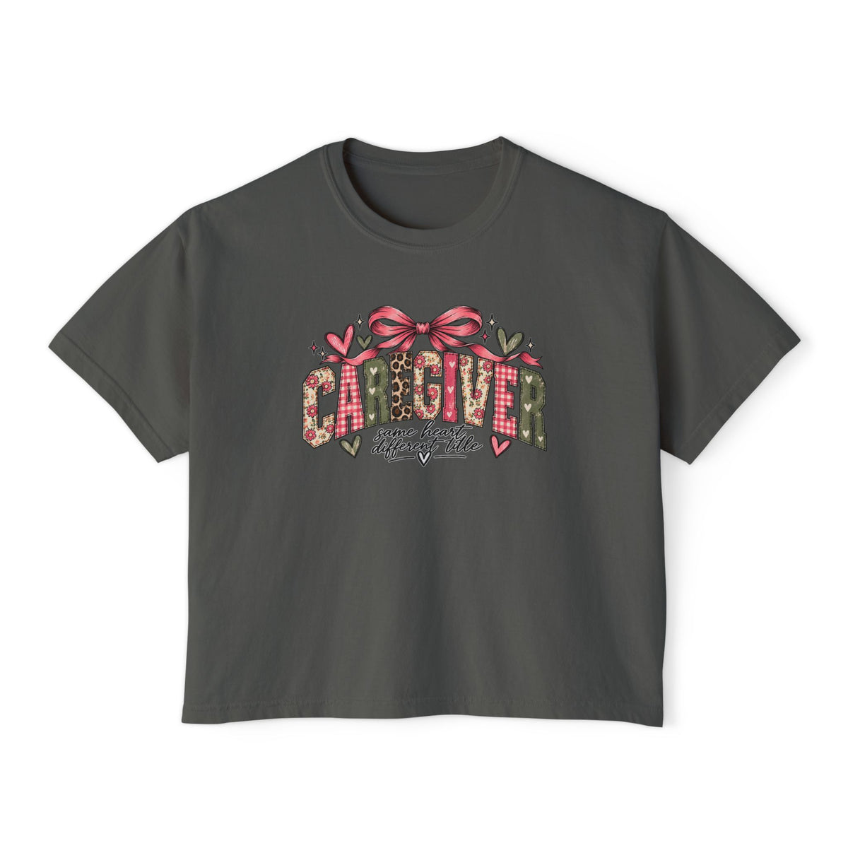 Caregiver — Same Heart, Different Title | Comfort Colors Boxy Tee