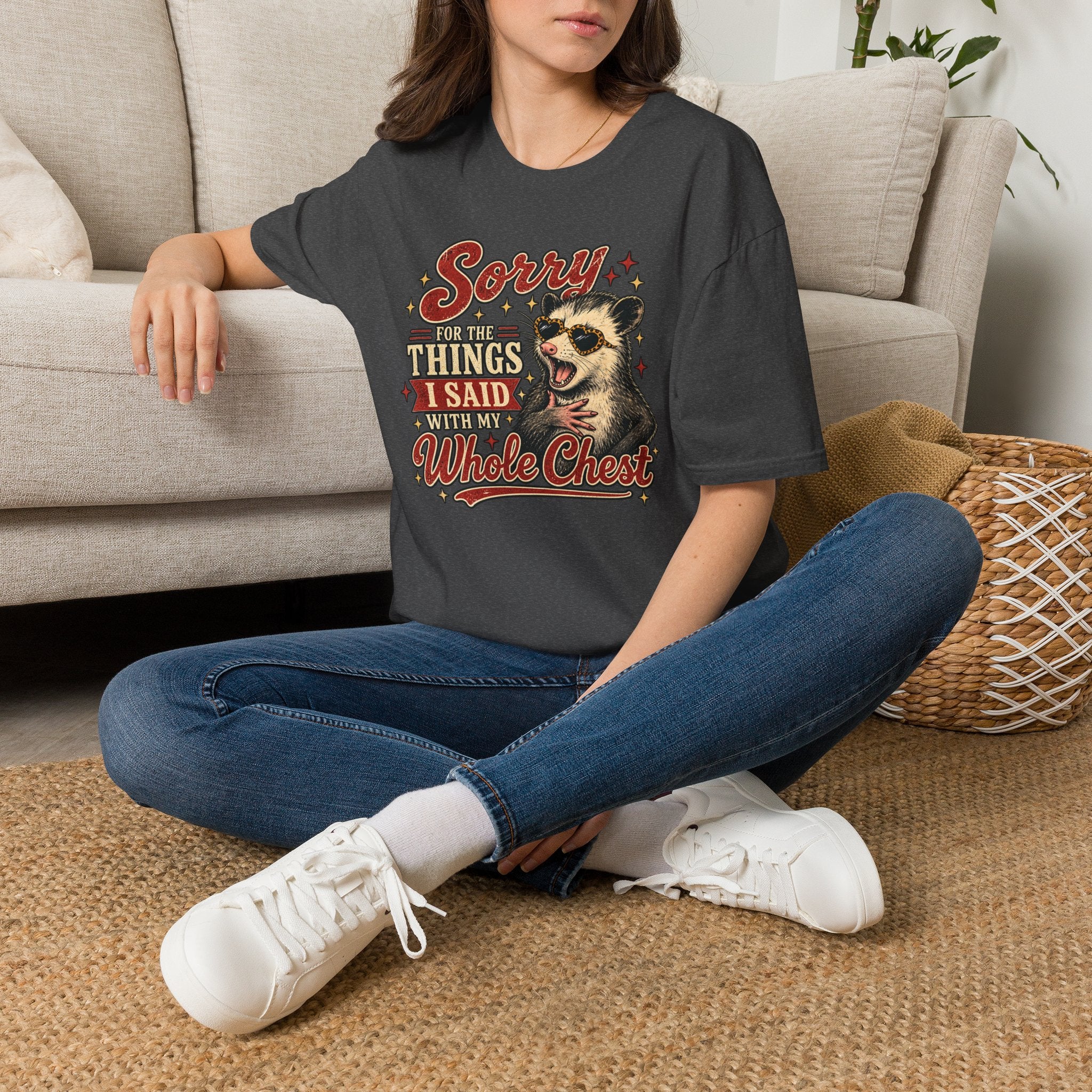 Sorry for the Things I Said With My Whole Chest – Funny Opossum Tee