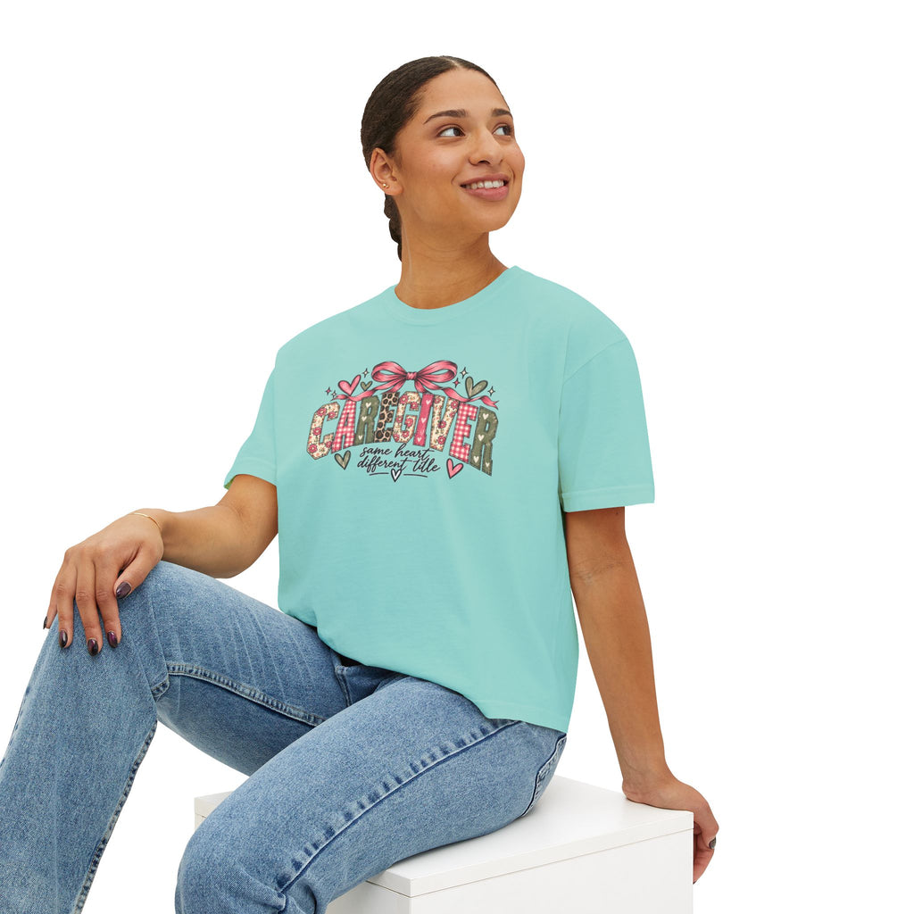 Caregiver — Same Heart, Different Title | Comfort Colors Boxy Tee