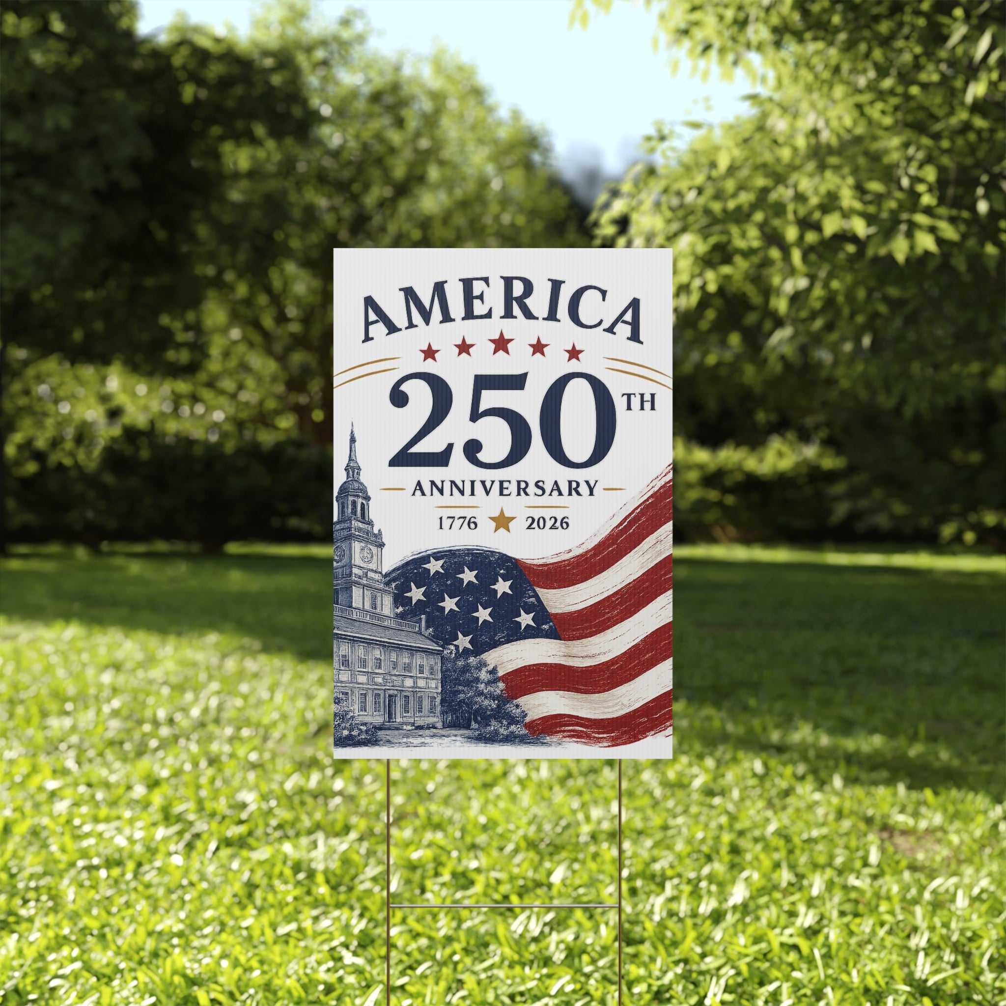 America 250th Anniversary Plastic Yard Sign – 1776–2026 Patriotic Flag Décor