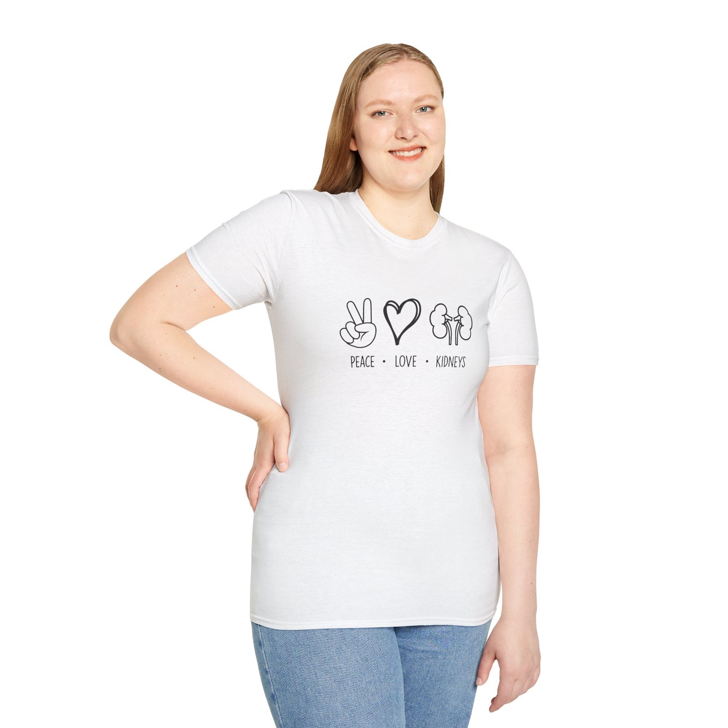 Peace Love Kidneys T-Shirt — Funny Kidney Transplant / Nephrology Gift