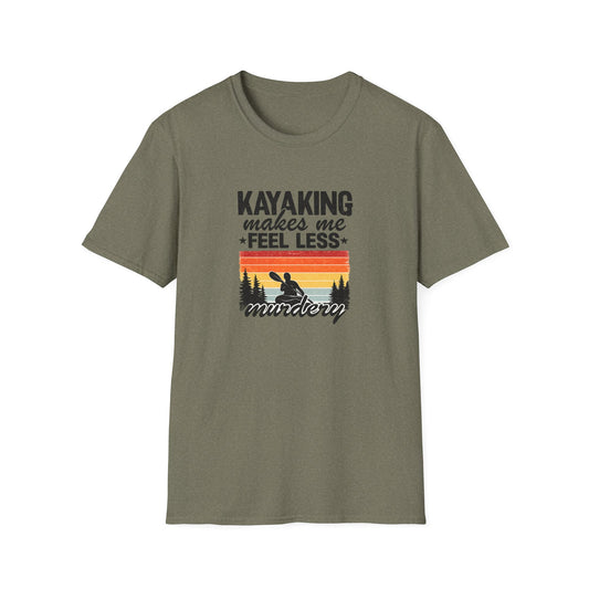 Kayaking Makes Me Feel Less Murdery T-Shirt — Funny Retro Kayak Shirt for Paddlers