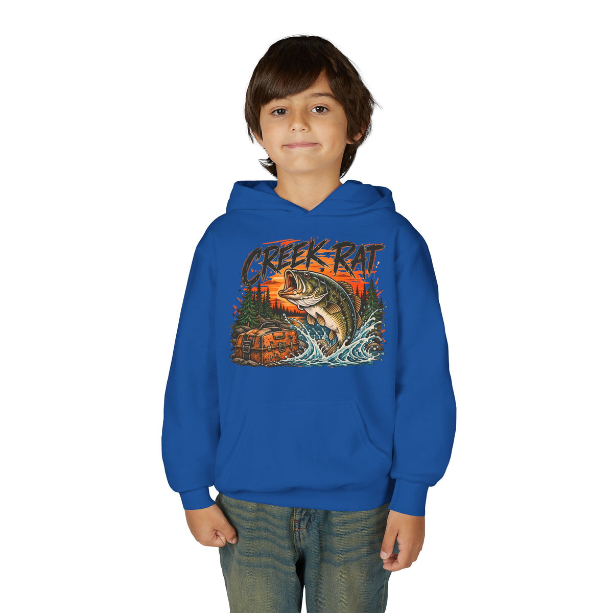 Creek Rat Bass Fishing Kids Hoodie