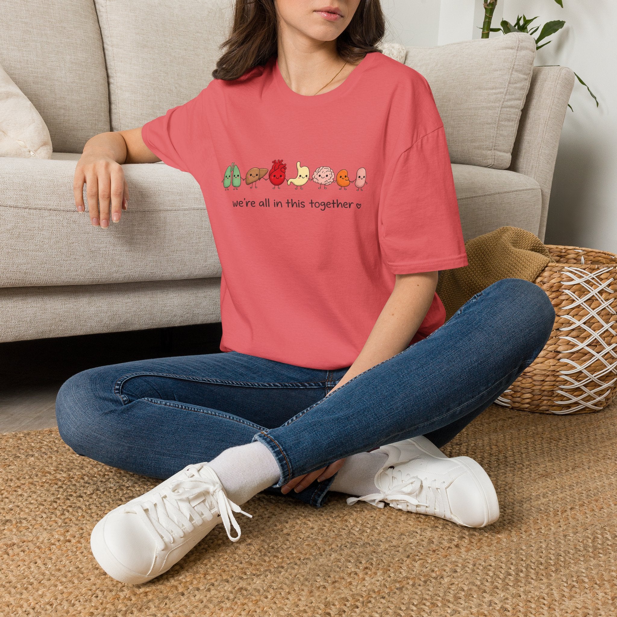 We're All in This Together Cute Organ Organs T-Shirt HEATHER COLORS
