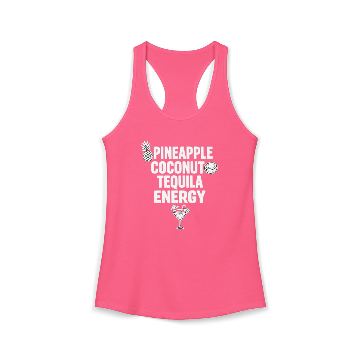 Pineapple Coconut Tequila Energy Racerback Tank — Women's Tropical Party Tank