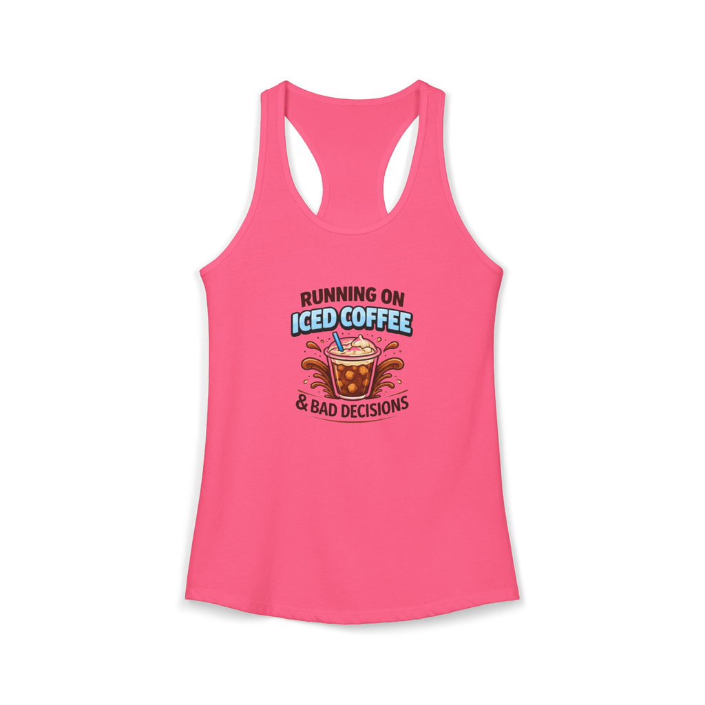 Running on Iced Coffee and Bad Decisions Racerback Tank — Funny Women's Workout Tank