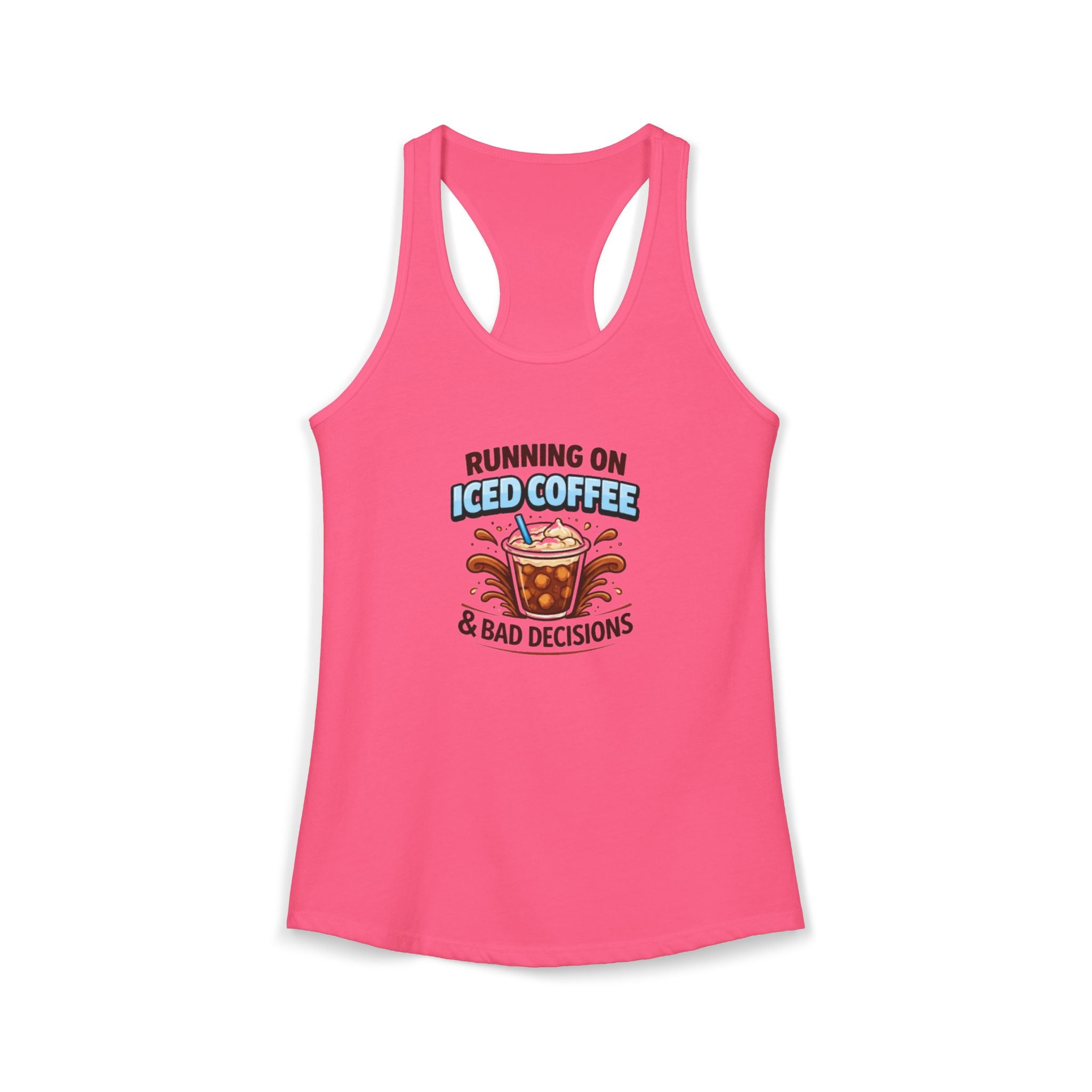 Running on Iced Coffee and Bad Decisions Racerback Tank — Funny Women's Workout Tank