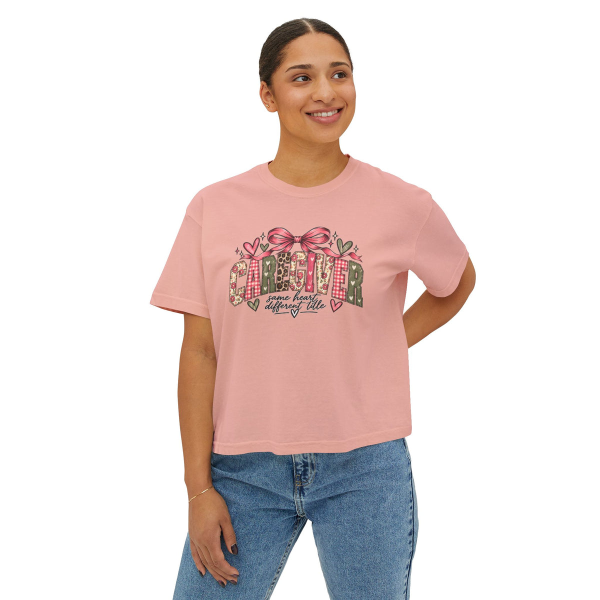Caregiver — Same Heart, Different Title | Comfort Colors Boxy Tee