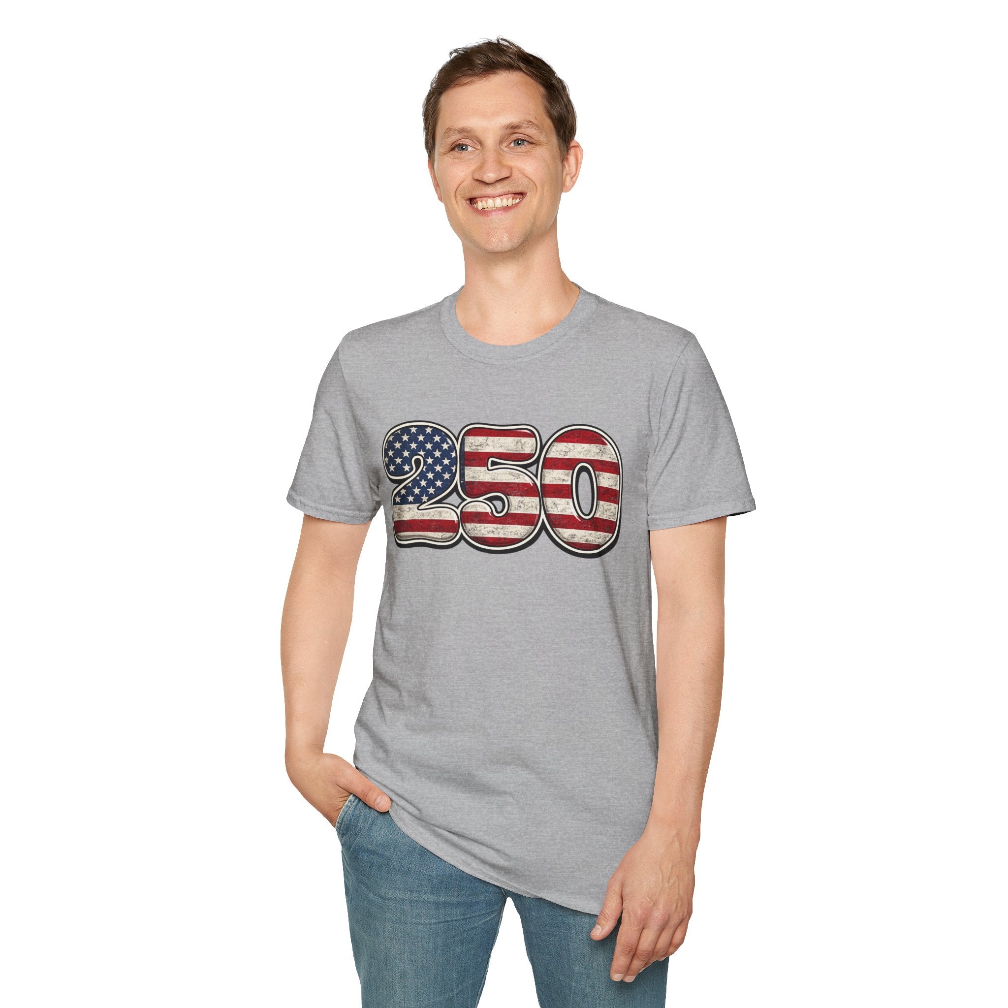 250 USA Flag T-Shirt — Patriotic Number Graphic Tee