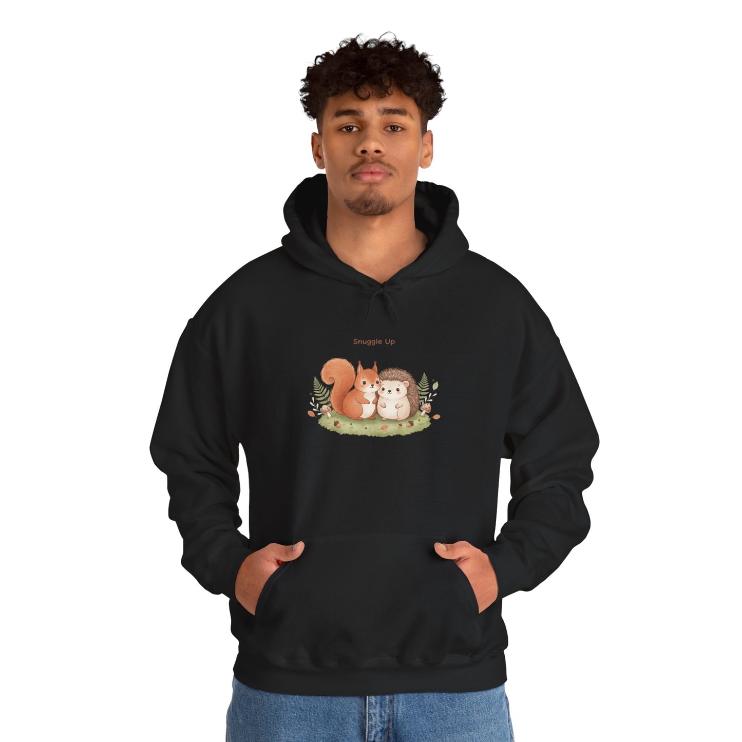 Cozy Winter Forest Cute Animal Illustration Hoodie | cozy critter art