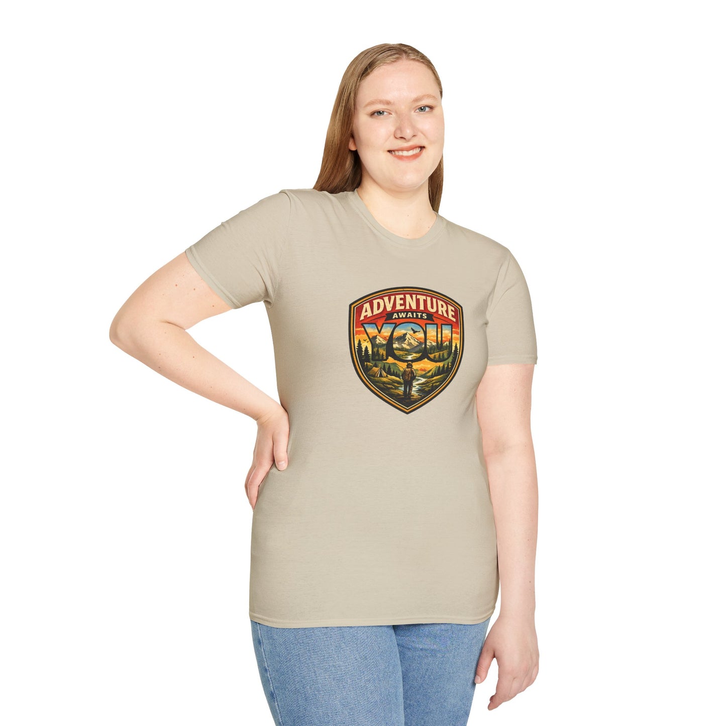 Adventure Awaits You Vintage Mountain Tee | Outdoor Graphic Shirt | Hiking Camping Nature Shirt