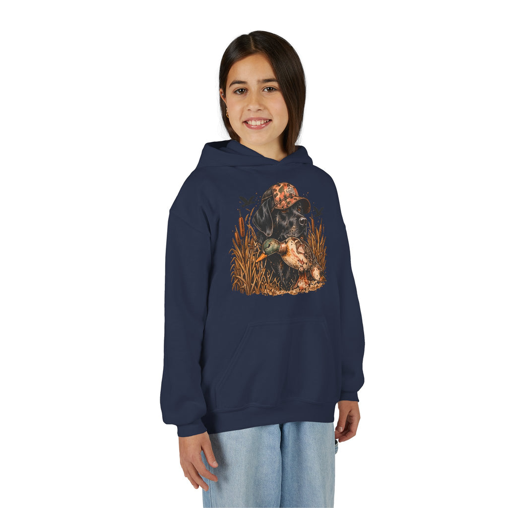 Duck Hunting Black Lab Kids Hoodie