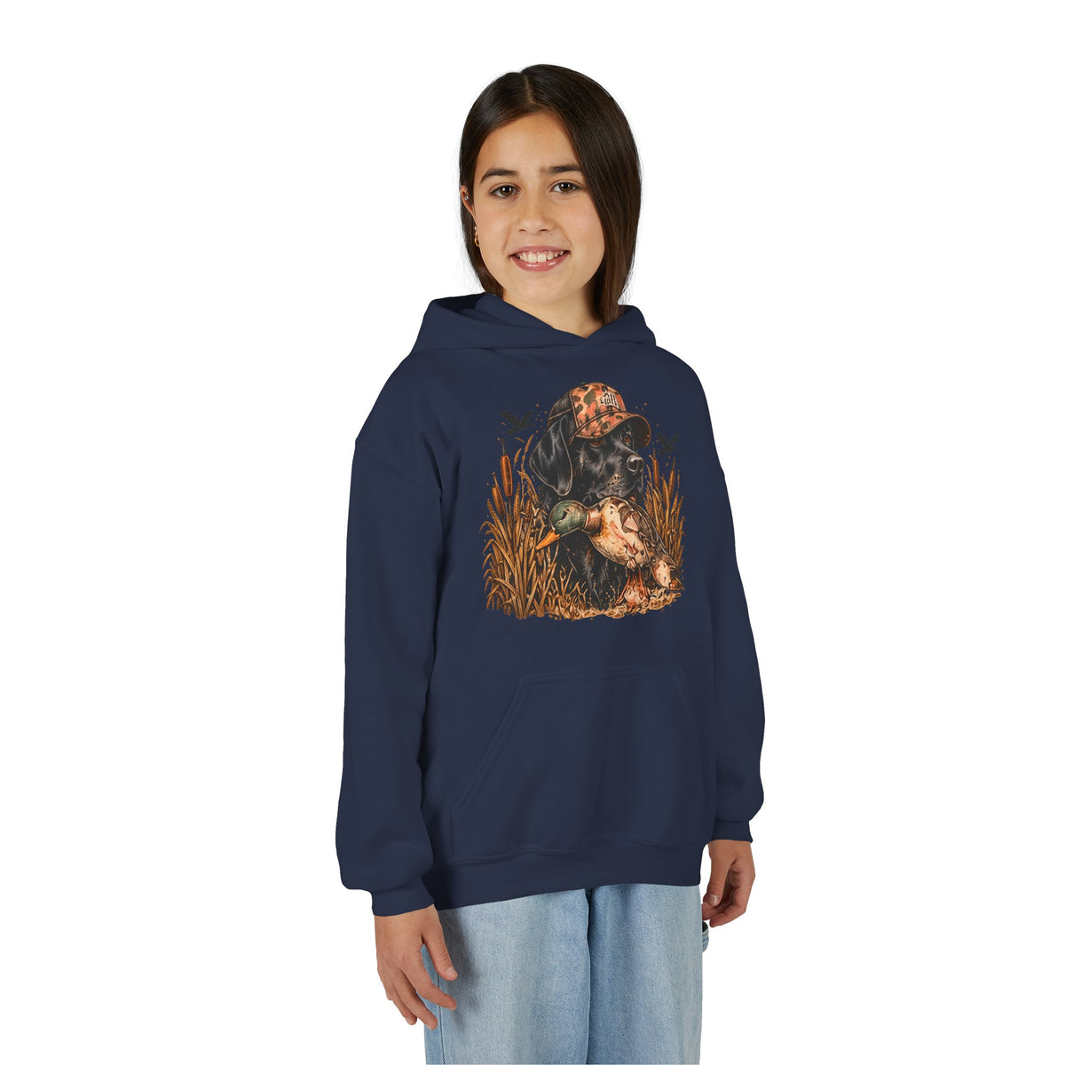Duck Hunting Black Lab Kids Hoodie