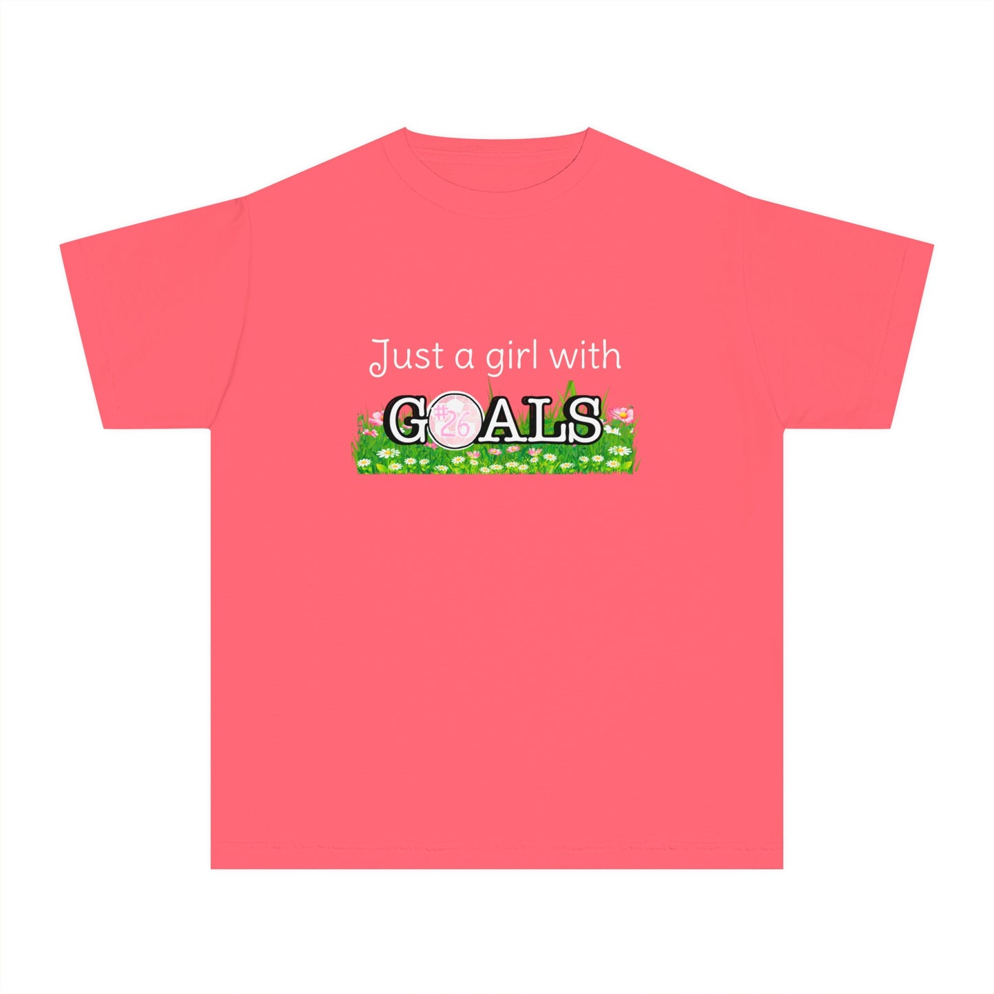 Just a Girl with Goals Youth T-Shirt - Soccer-Themed Tee for Young Athletes
