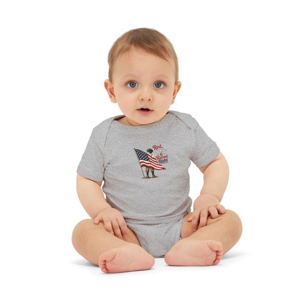 Red & White Raised-Right Infant One-Piece Bodysuit