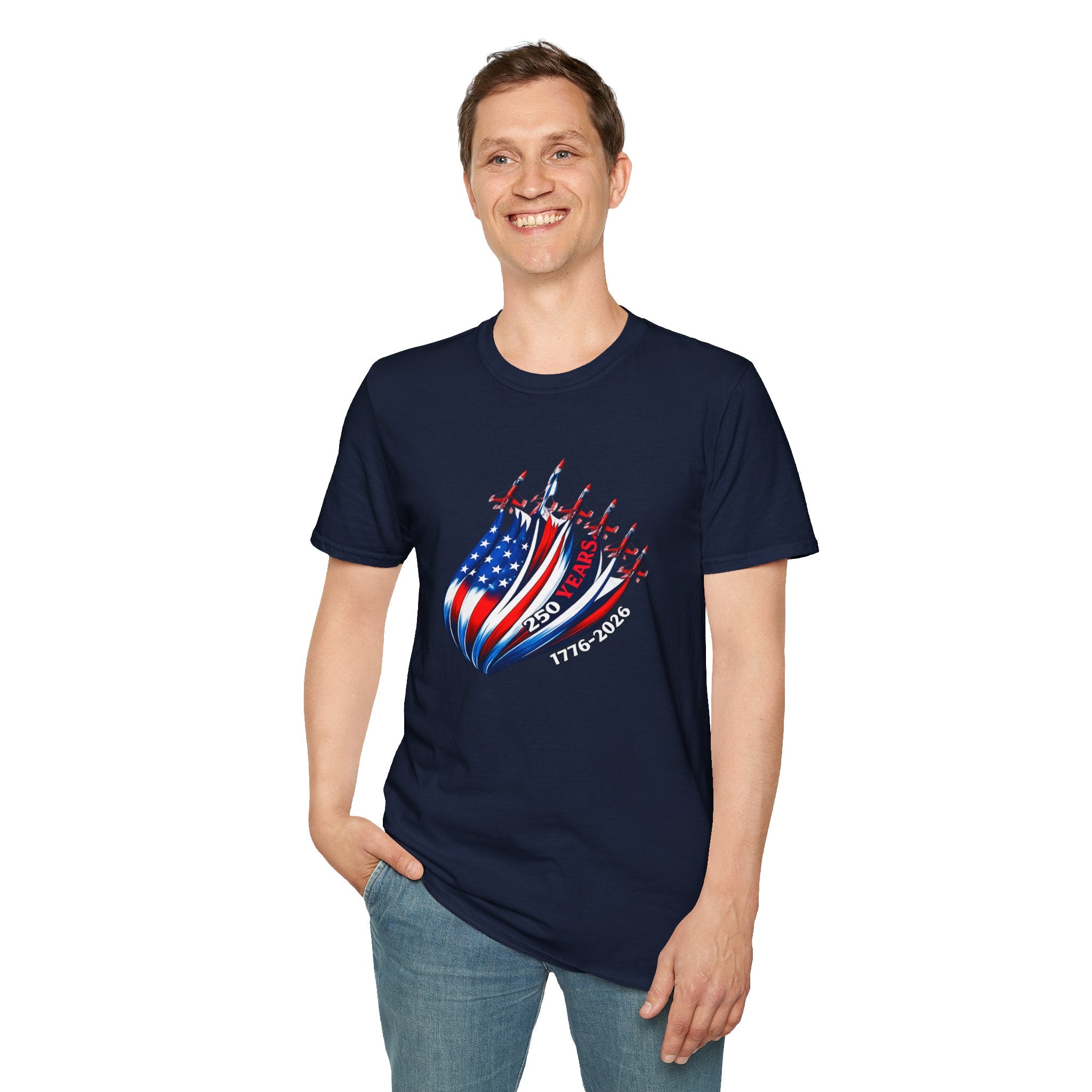 American Flag Jet Squadron T-Shirt — 250 Years USA Patriotic Tee (1776–2026)
