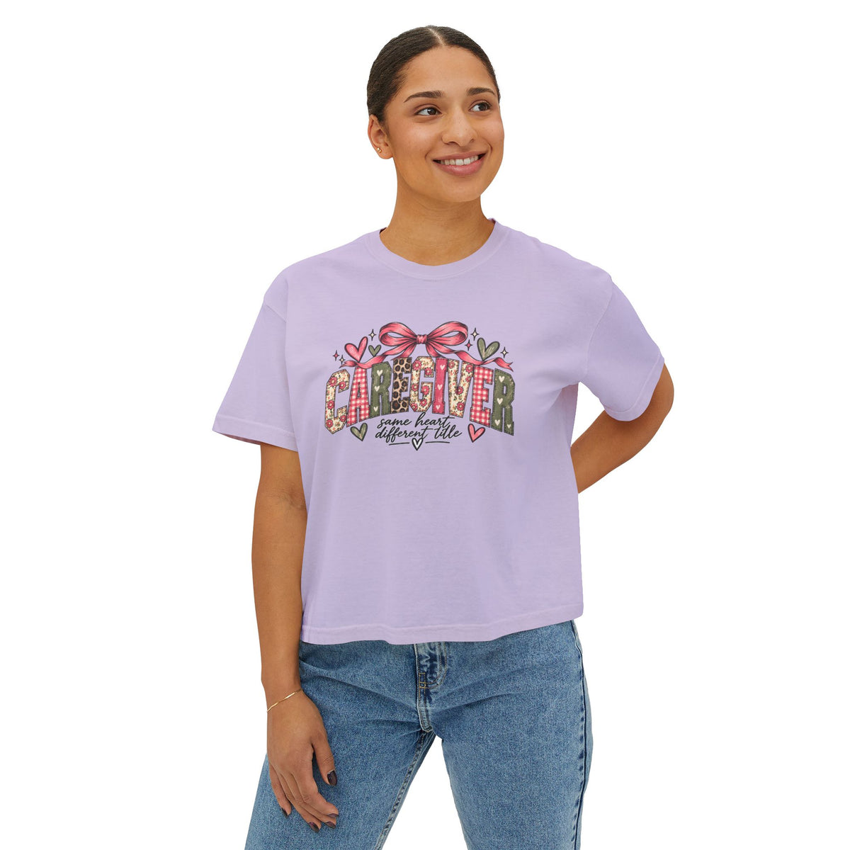 Caregiver — Same Heart, Different Title | Comfort Colors Boxy Tee