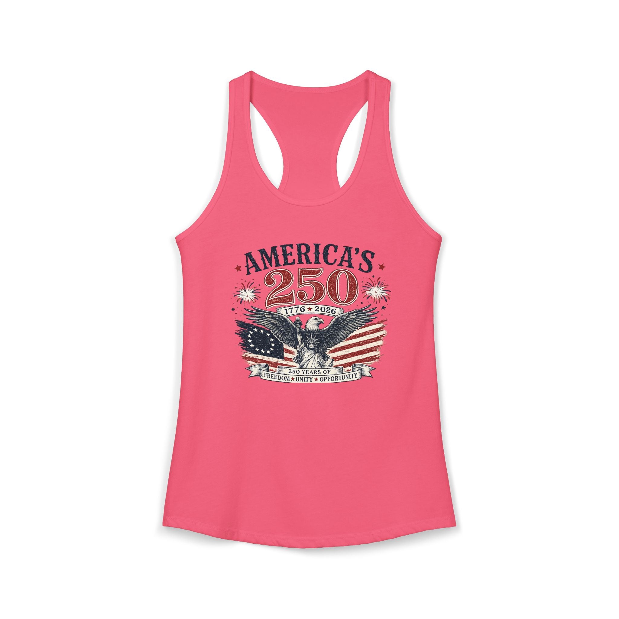 America’s 250th Anniversary Patriotic Eagle Women’s Racerback Tank Top | Vintage USA 1776–2026 Graphic Tank