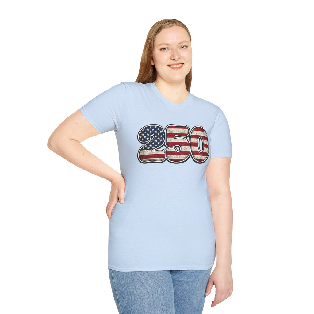 250 USA Flag T-Shirt — Patriotic Number Graphic Tee