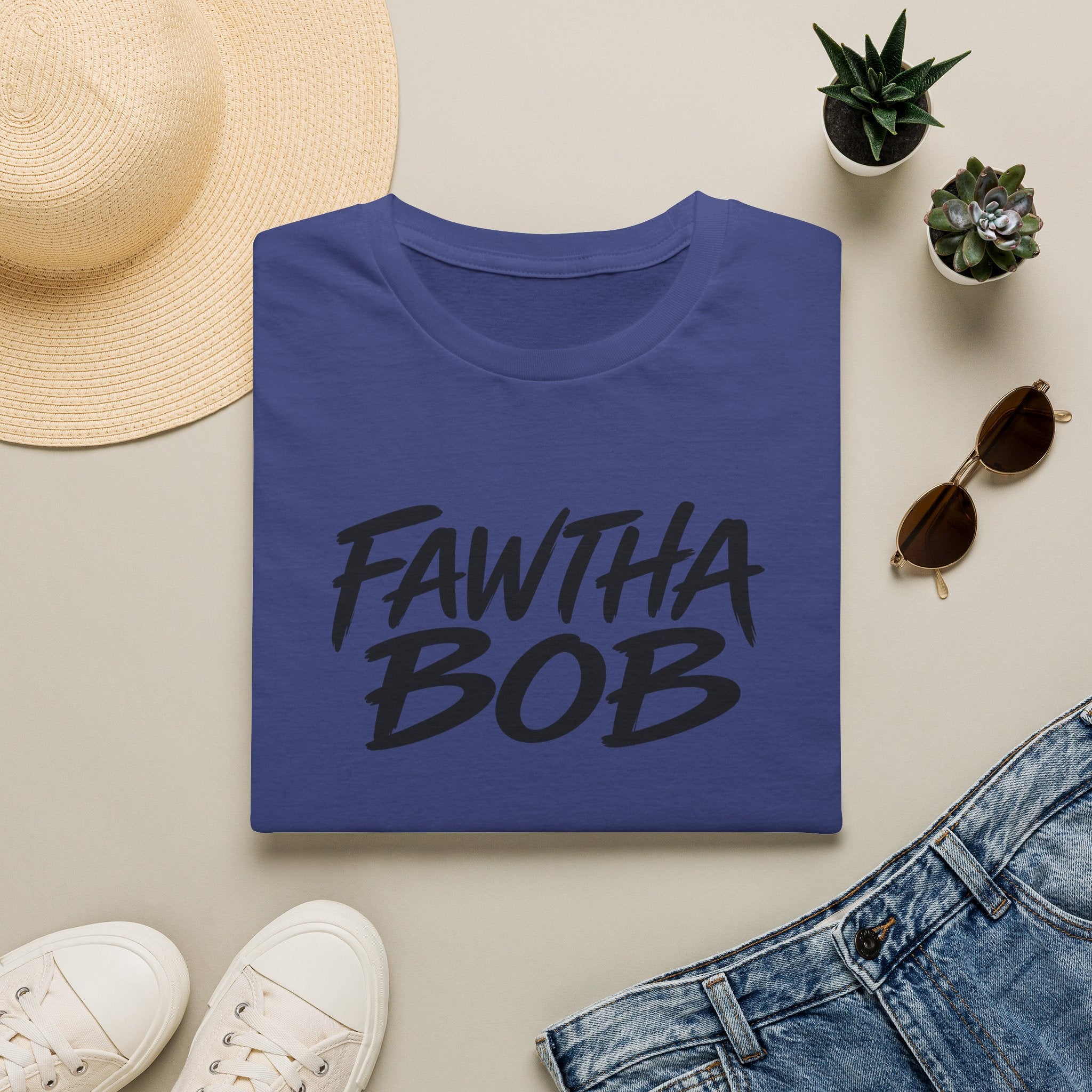 Fawtha Bob Graphic T‑Shirt — Bold Script Casual Tee