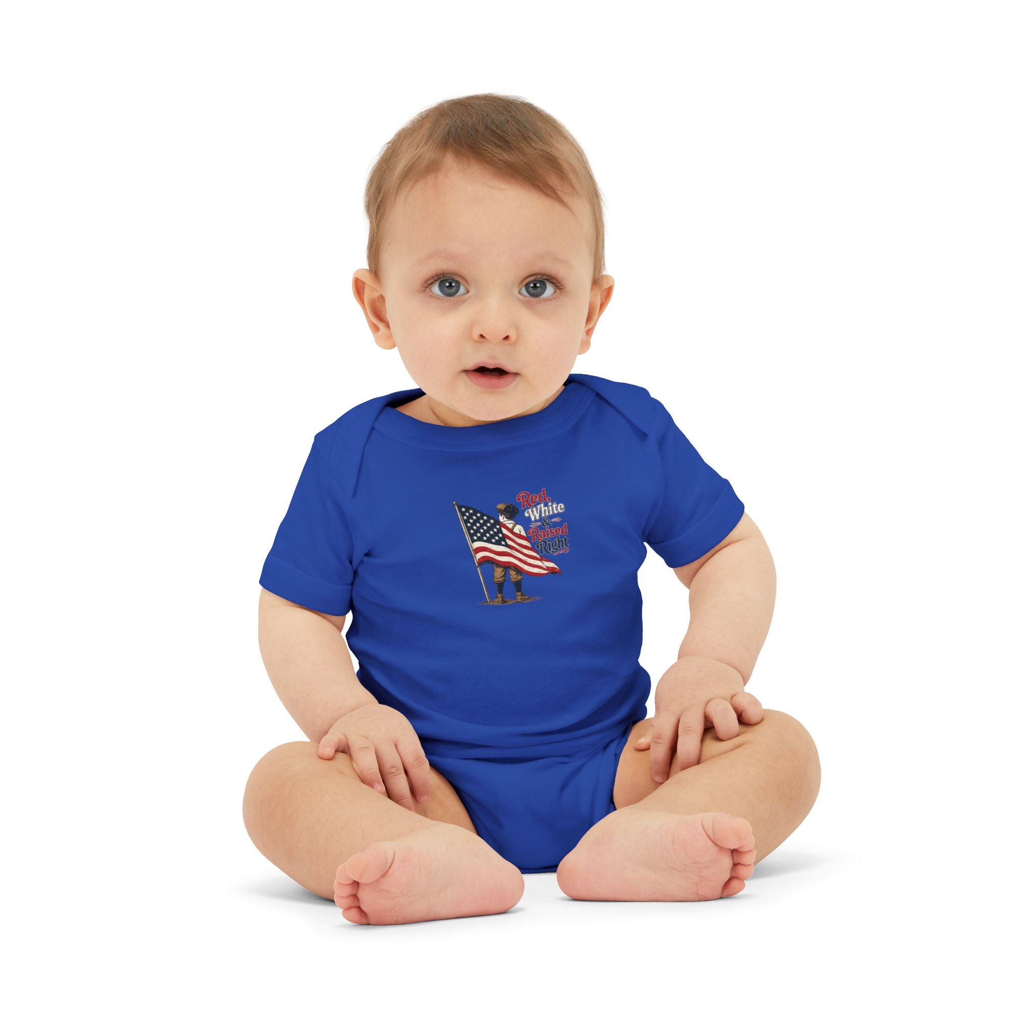 Red & White Raised-Right Infant One-Piece Bodysuit