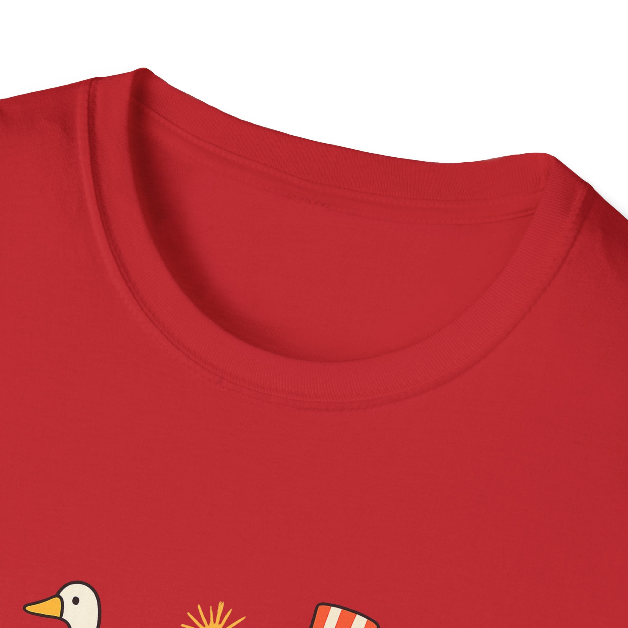 Americas 250th Patriotic Goose Parade T-Shirt — USA Hot Dog, Soldier & Statue of Liberty Graphic