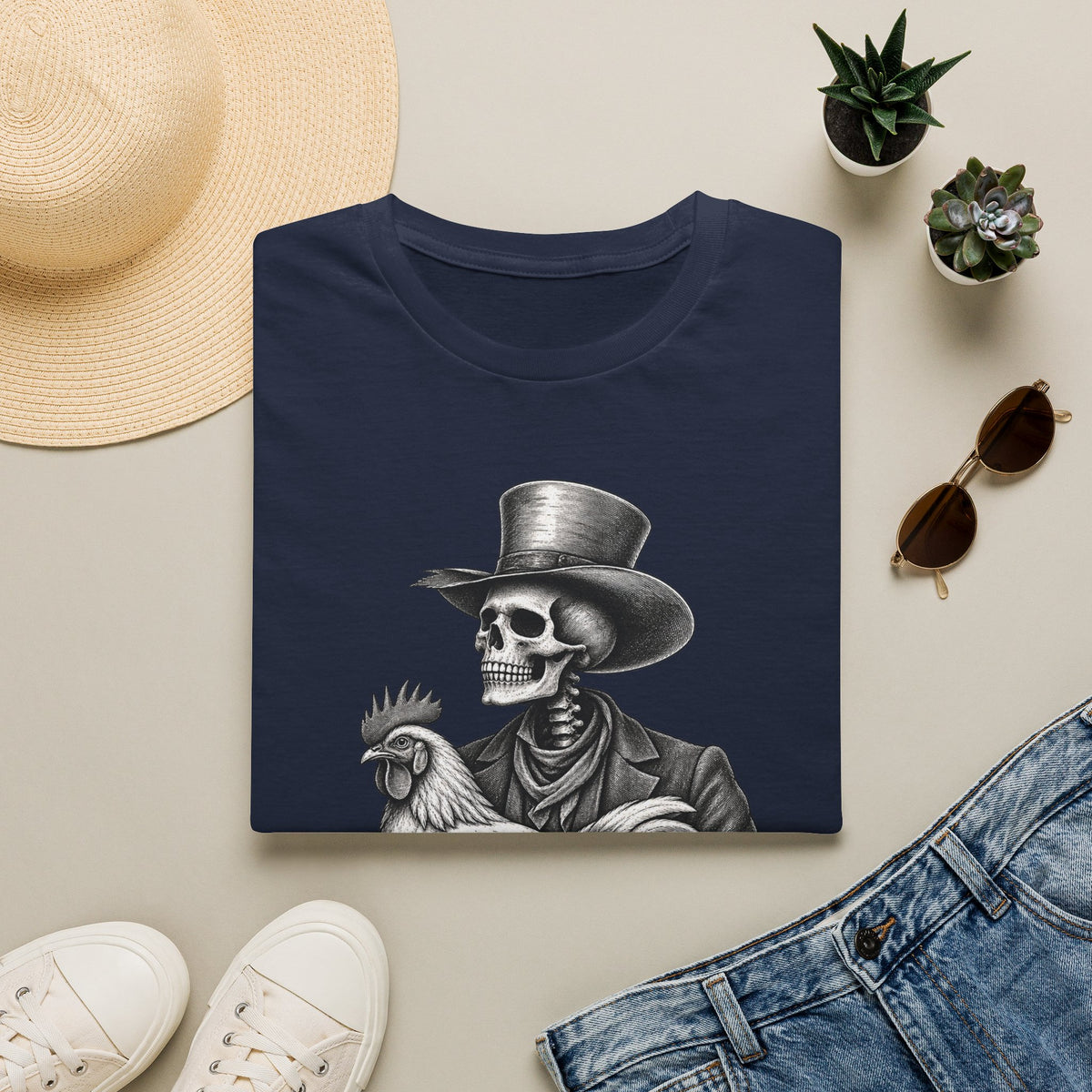Til Death Do Us Farm – Skeleton & Chicken Funny Farm Tee 💀🐓