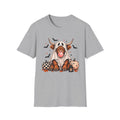 Spooky Highland Cow Ghost Halloween Tee – Bubblegum & Pumpkins