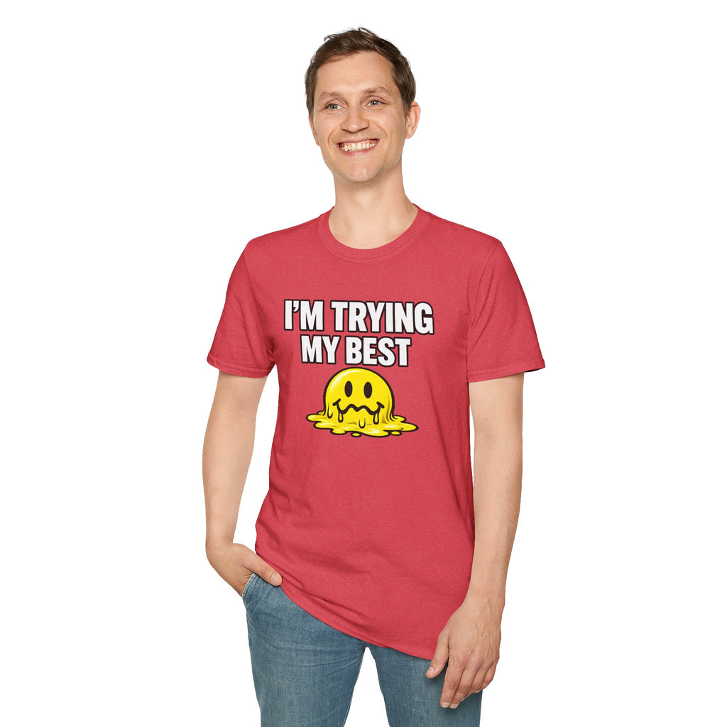 I’m Trying My Best T‑Shirt — Cute Melting Emoji Graphic Tee