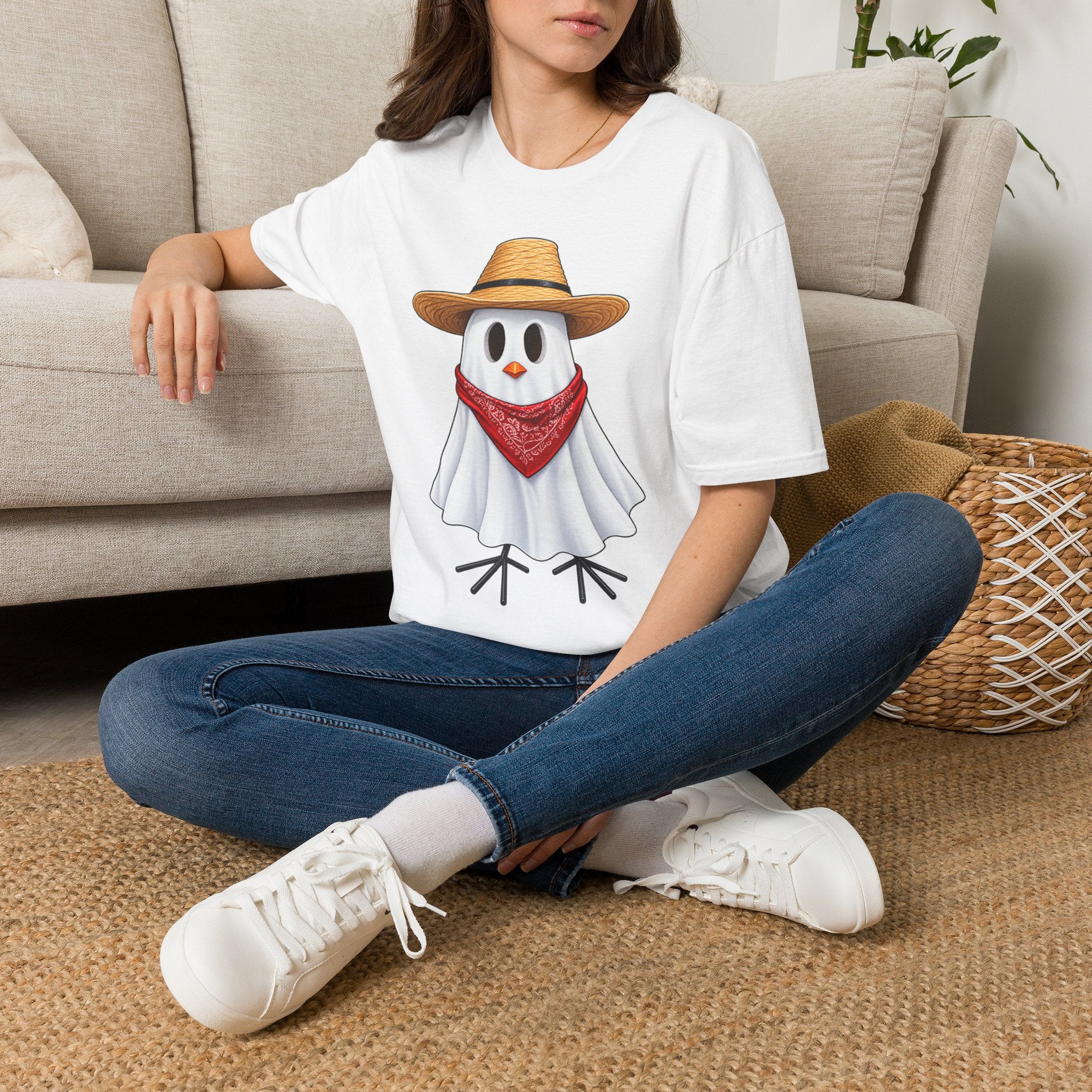 Ghost Chicken Cowboy Halloween Tee 👻🐔