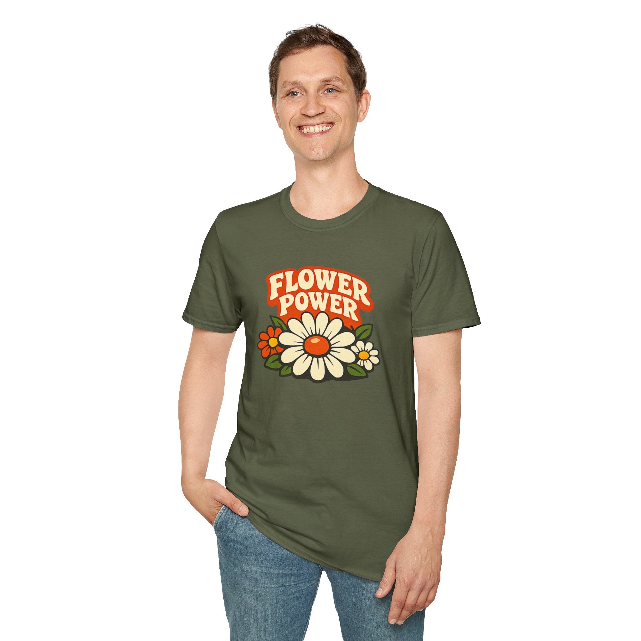 Retro Flower Power Graphic T-Shirt — Vintage 60s Floral Vibe