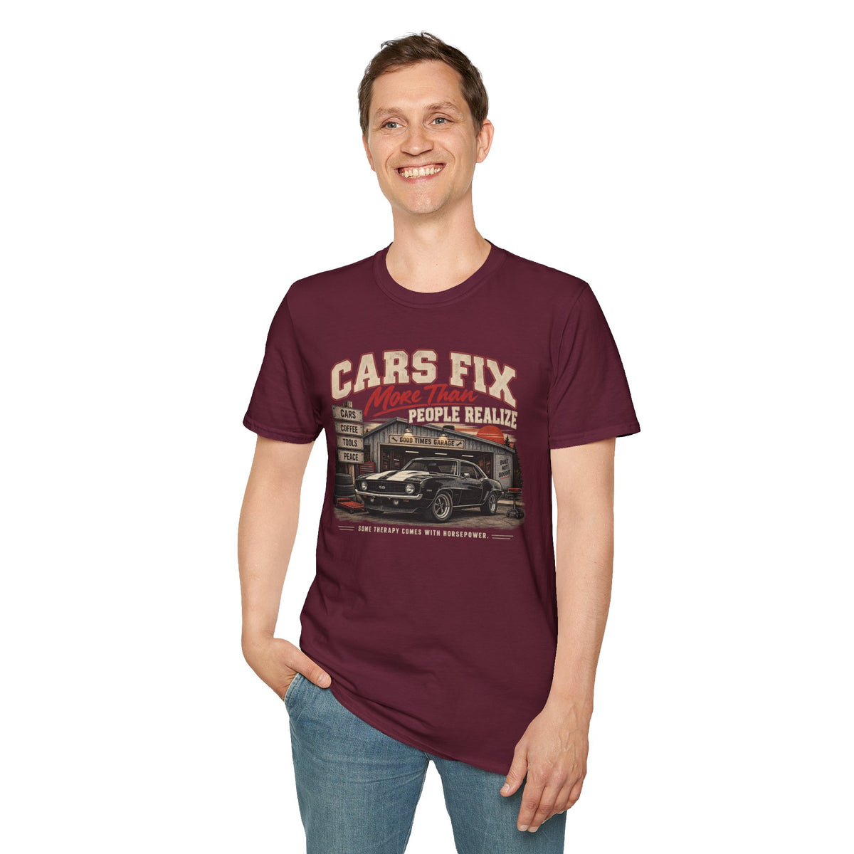 Cars Fix More Than People Realize – Vintage Muscle Car Graphic Tee