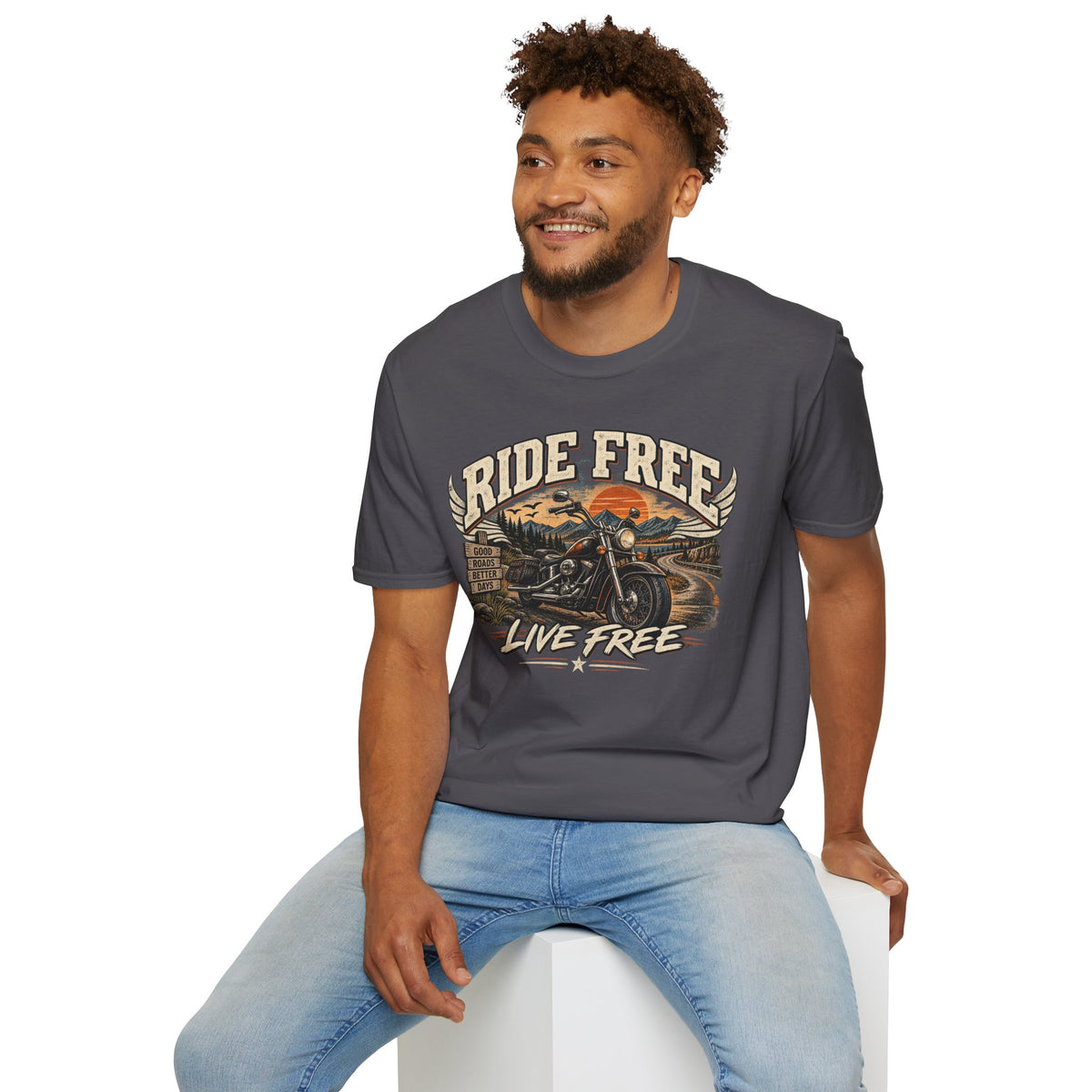 Ride Free, Live Free – Vintage Motorcycle Graphic Tee