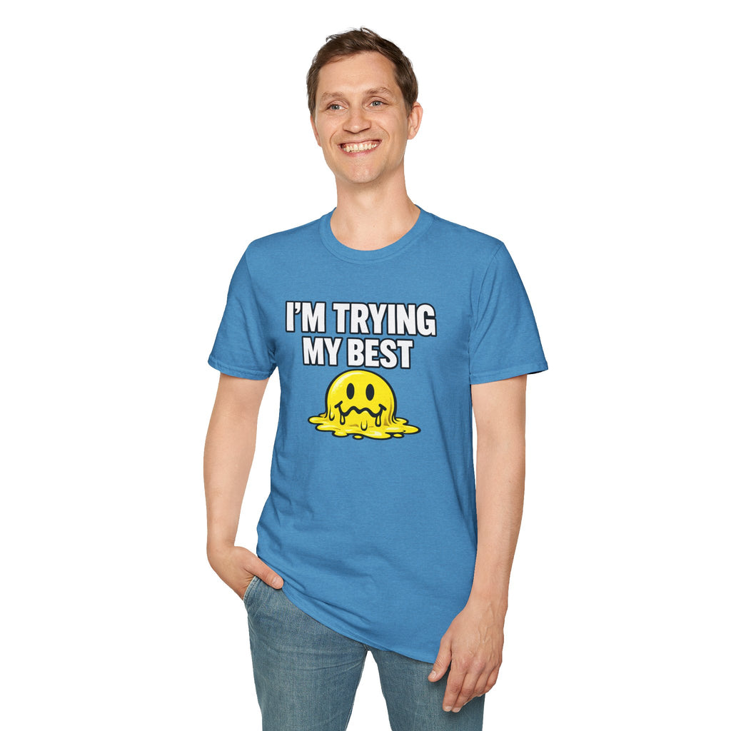 I’m Trying My Best T‑Shirt — Cute Melting Emoji Graphic Tee