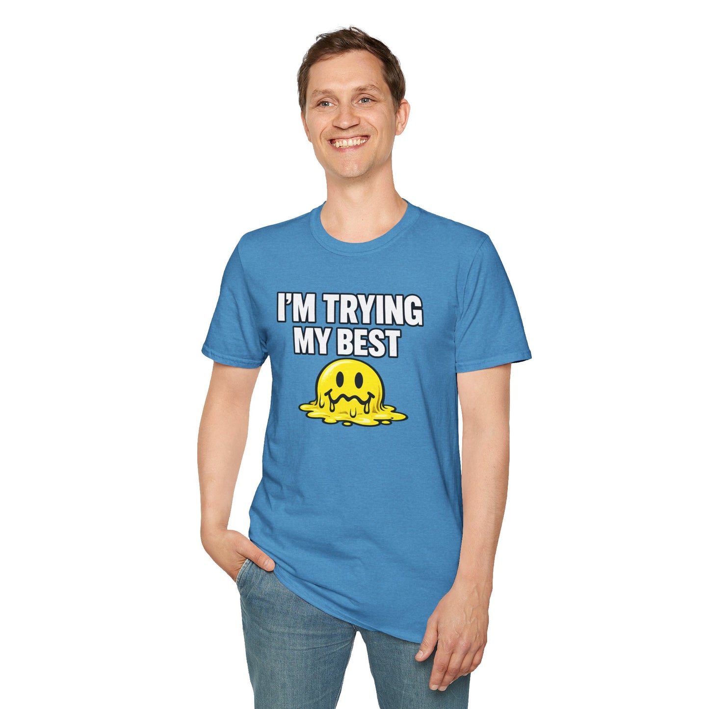 I’m Trying My Best T‑Shirt — Cute Melting Emoji Graphic Tee
