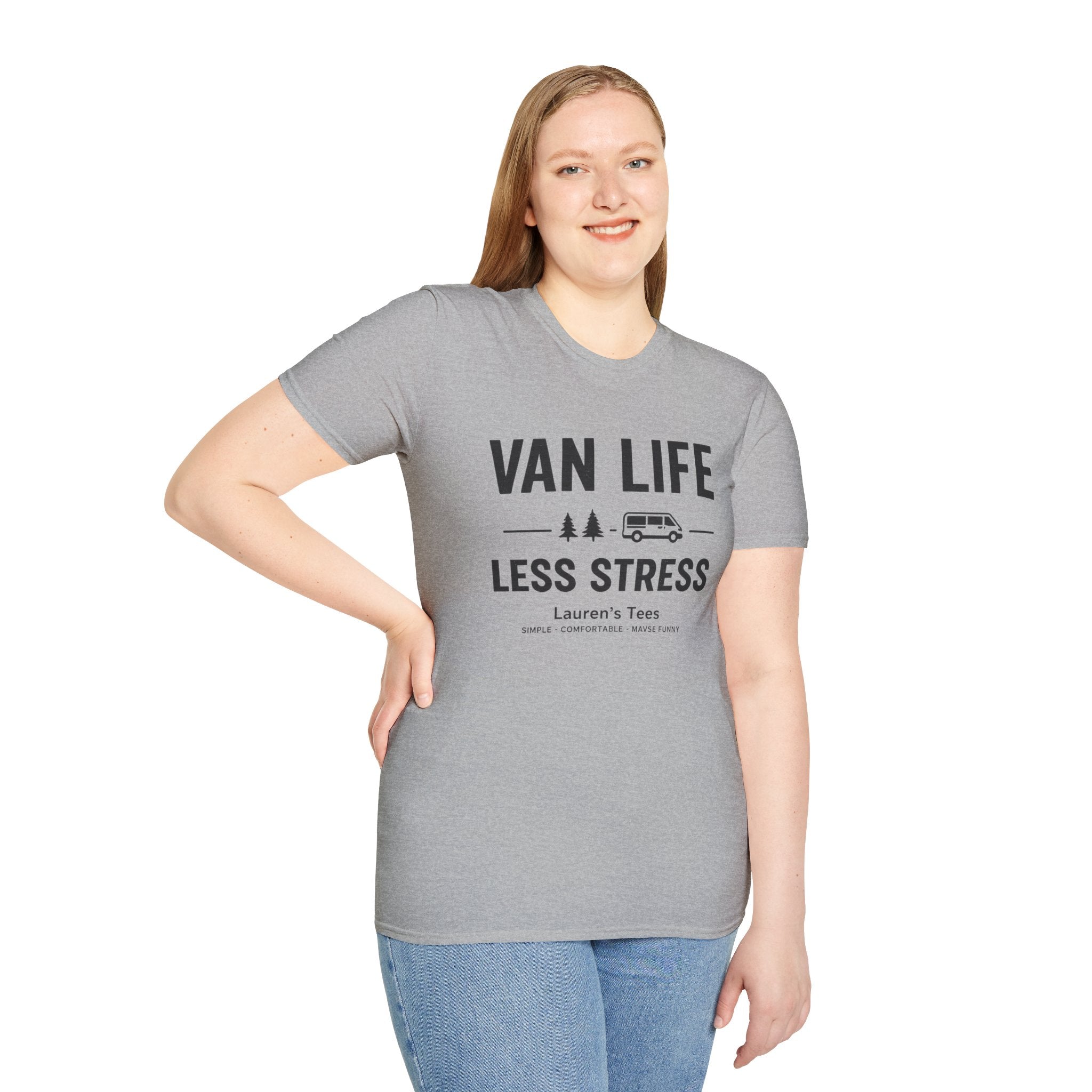 Van Life Less Stress T-Shirt — Minimal Campervan Graphic Tee
