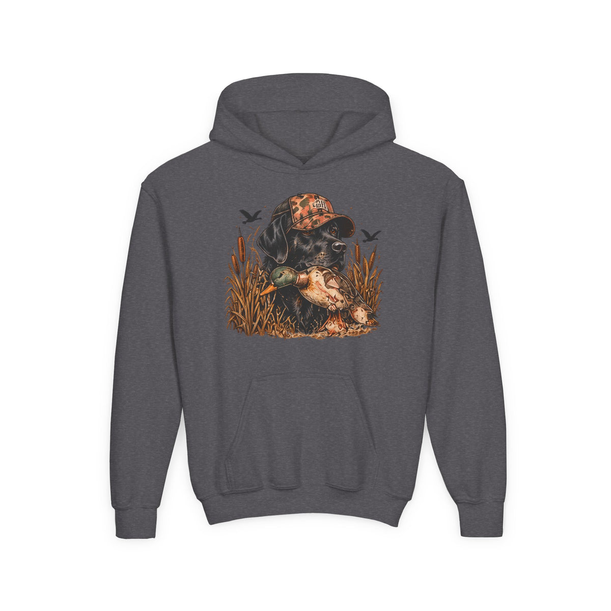 Duck Hunting Black Lab Kids Hoodie