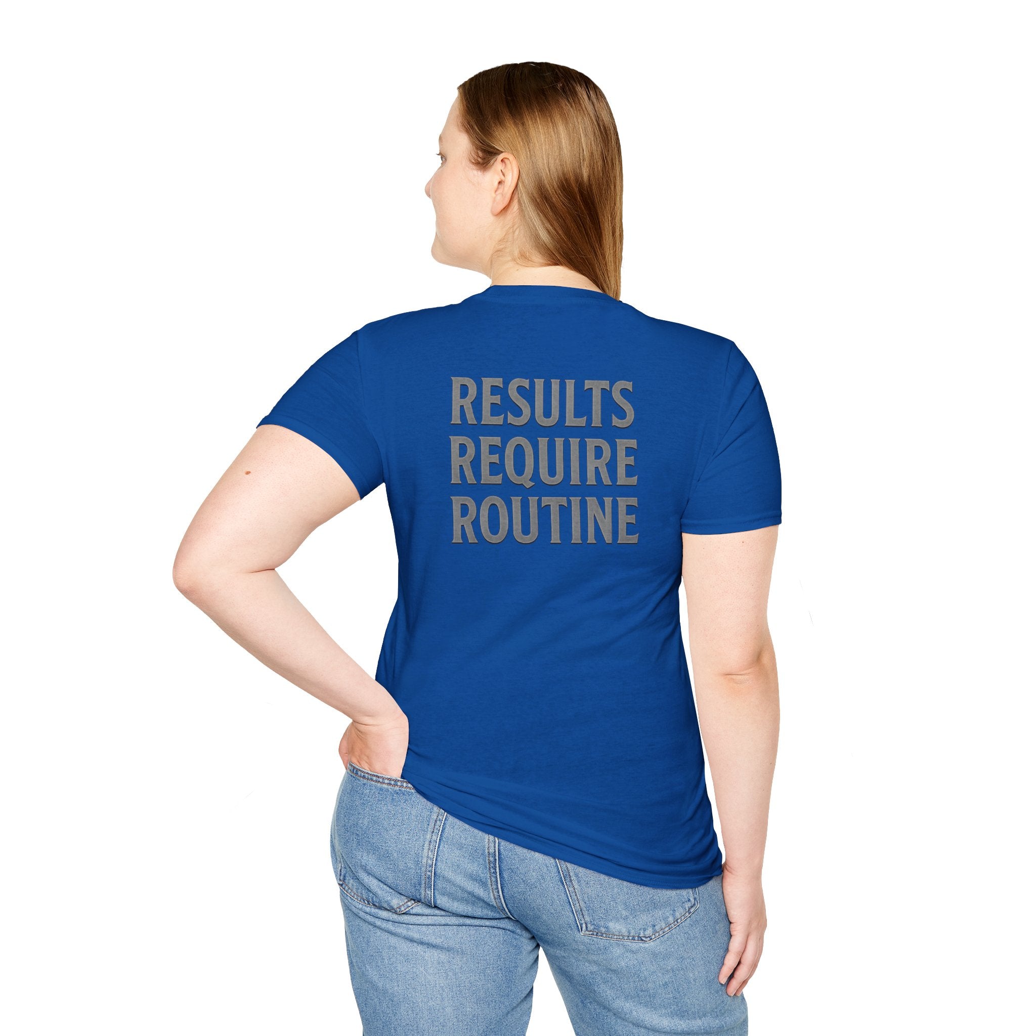 Results Require Routine T-Shirt — Motivational Gym & Fitness Tee