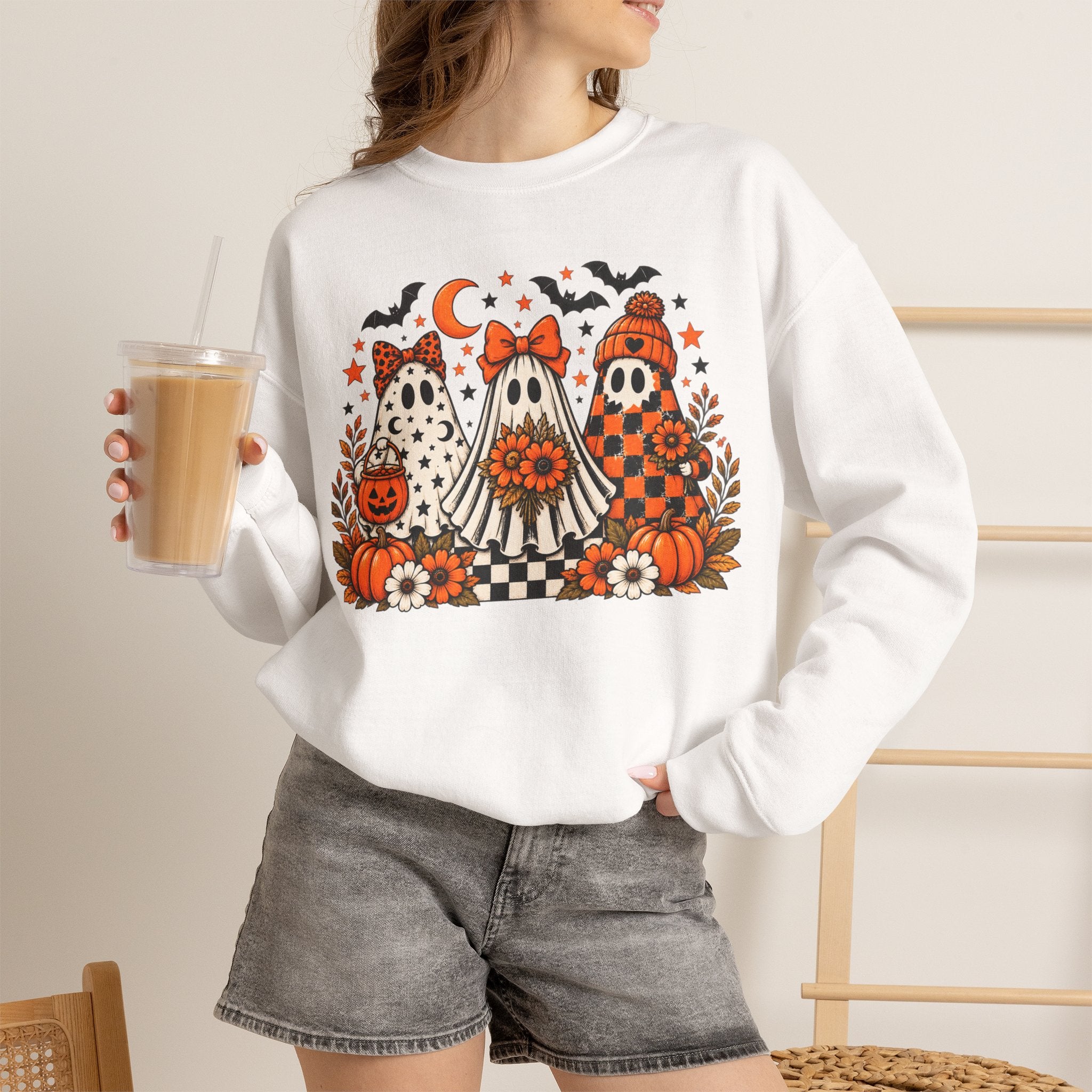Cute Halloween Ghosts Crewneck Sweatshirt