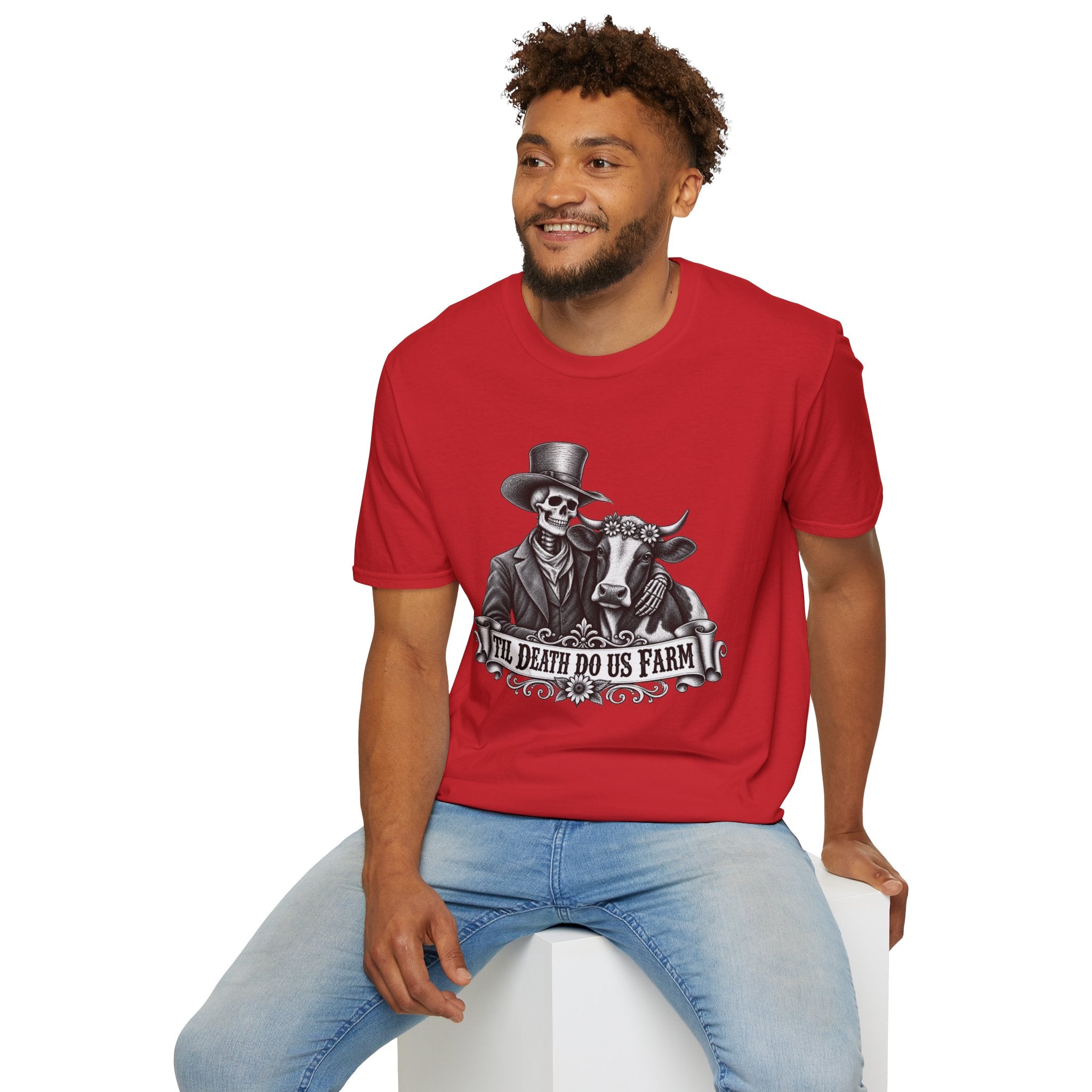 Til Death Do Us Farm – Skeleton & Cow Funny Farm Tee 💀🐄