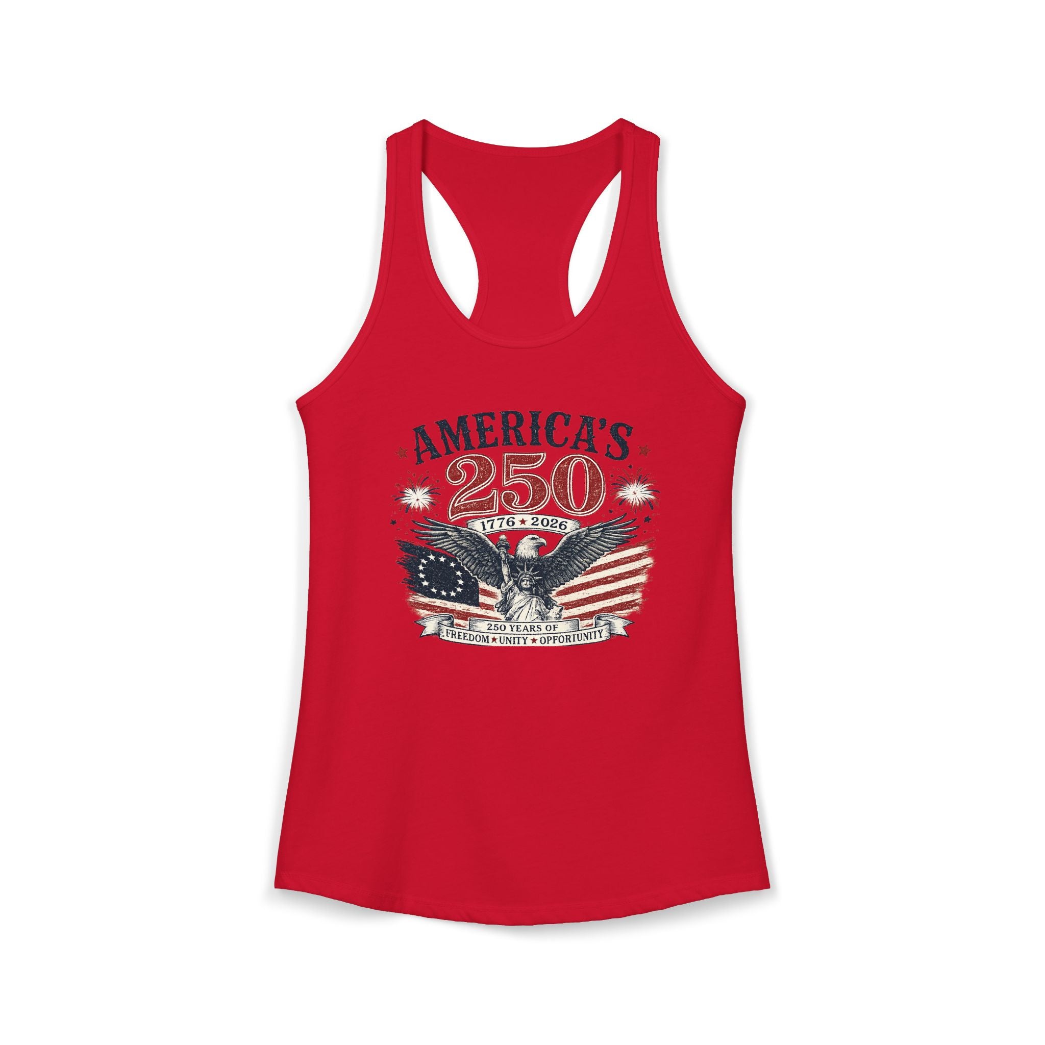 America’s 250th Anniversary Patriotic Eagle Women’s Racerback Tank Top | Vintage USA 1776–2026 Graphic Tank