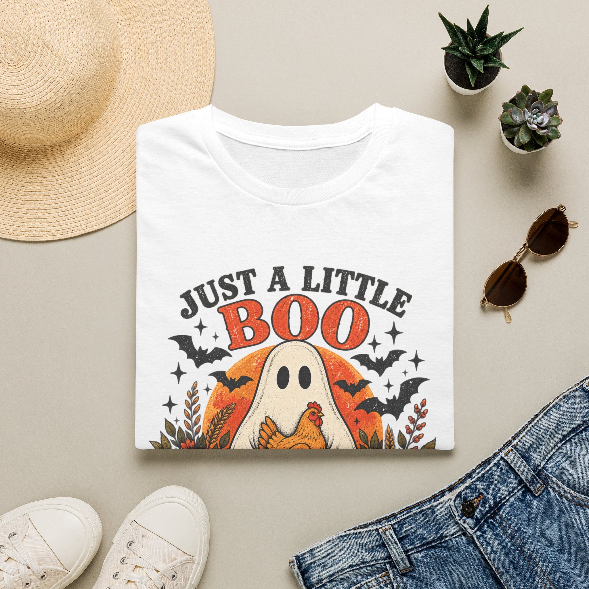 Just a Little Boo, Just a Little Cluck Halloween Chicken Tee