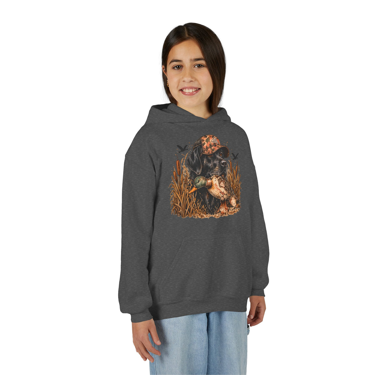 Duck Hunting Black Lab Kids Hoodie