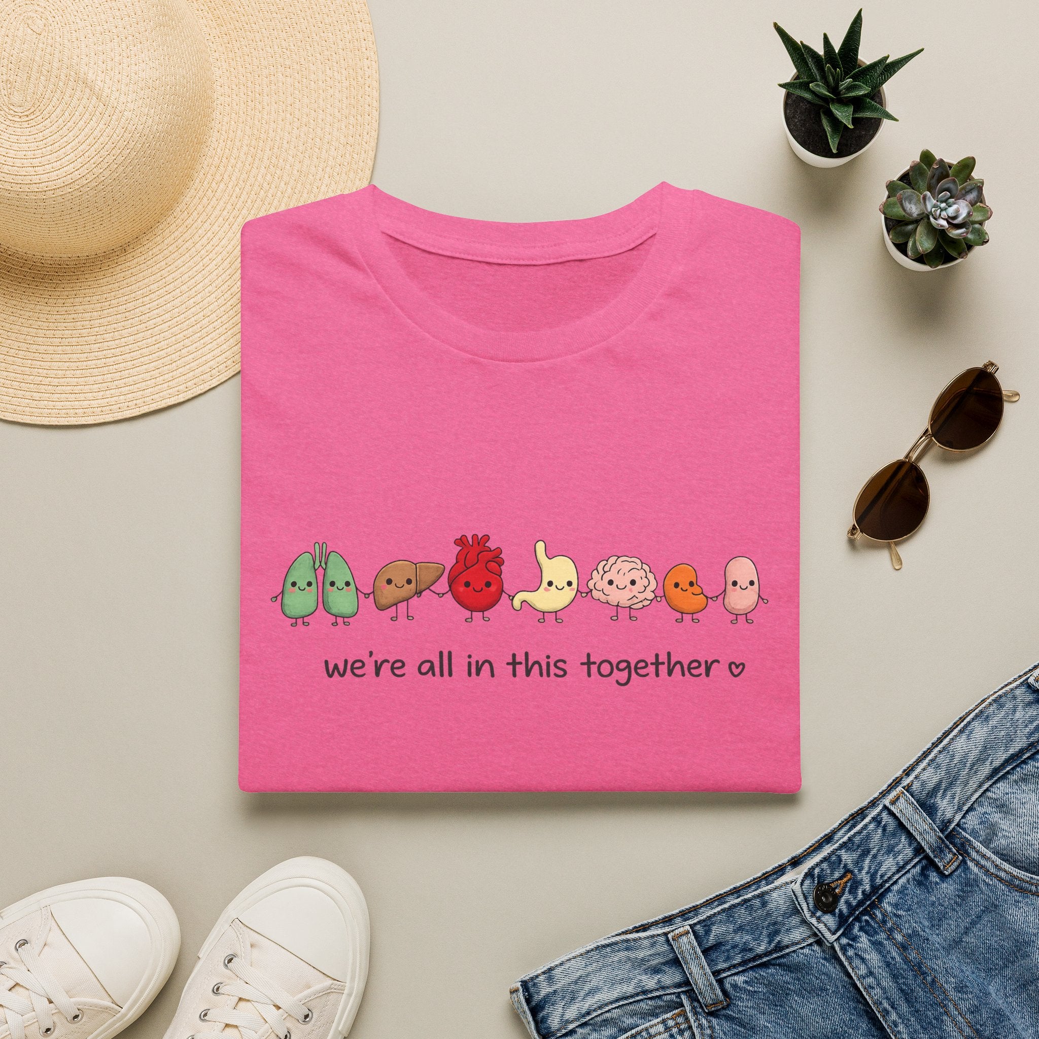 We're All in This Together Cute Organ Organs T-Shirt HEATHER COLORS